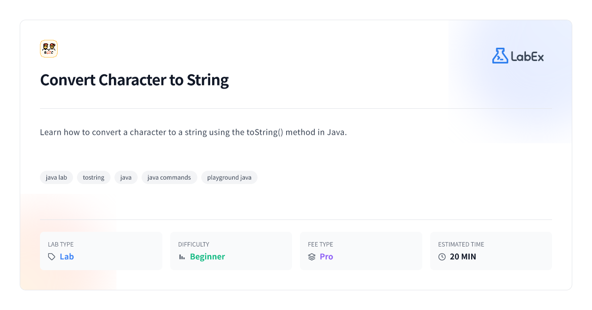 Converter caractere para string em java tutorial e exemplos labex